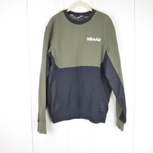 Nike Sweatshirt Men SZ S Nike Air Fleece Crew Mixed Media Athleisure Color Block